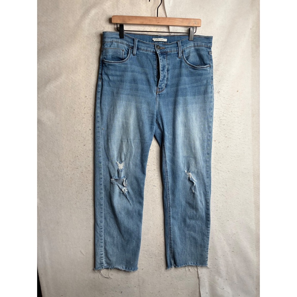 Whetherly Womens Pierce high rise Straight Leg Jeans Sz 32 14 Button Fly